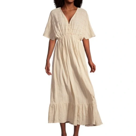 World Market Red & Ivory Kaftan Dress S/M - Picture 7 of 7